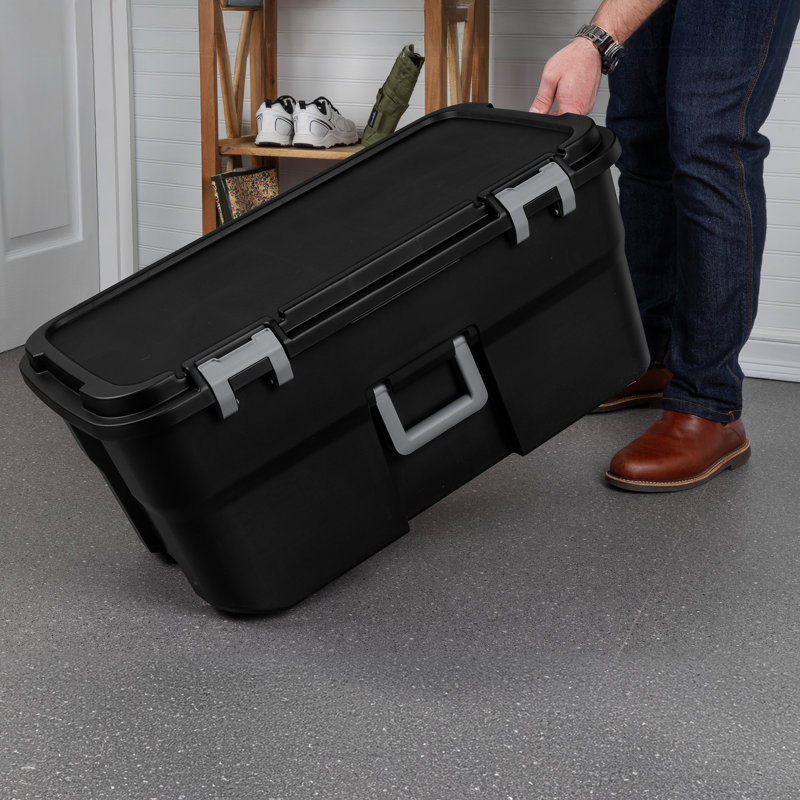 Sterilite Wheeled Footlocker, 22 Gal Plastic Storage Container